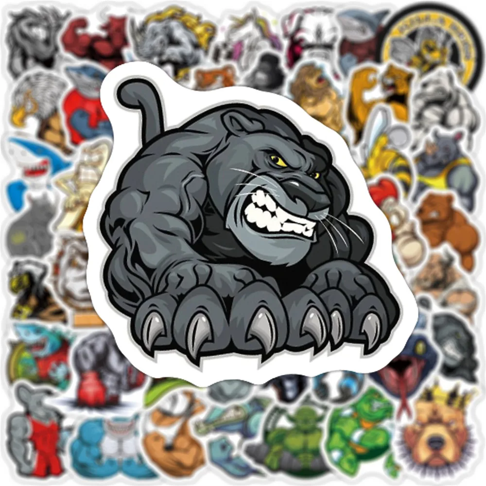 Muscle Animals Stickers 50pcs For Notebooks Stationery Scrapbook Supplies Ferocious Bodybuilding Vintage Stickers Aesthetic decorative stickers,stationery stickers,animal stickers