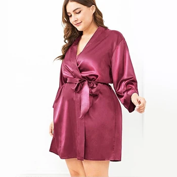 

Women Sexy Home Sleepwear Lingerie Night Solid Color Dress V Neck Nightgown Gown Nighty Robe 2020 New