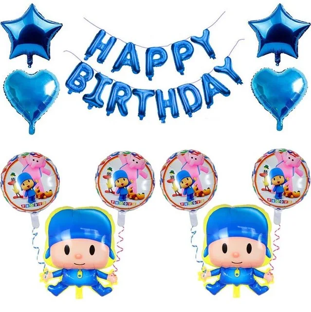 POCOYO детей с днем рождения поставки мультфильм собака слон малыш душ Мальчики украшения шар посуда чашка тарелка - Цвет: 1set