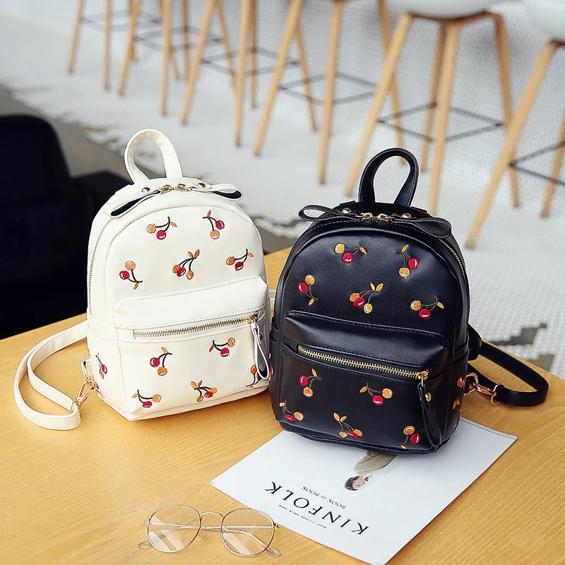 

2018 New Style PU Leather Cherry Small Shoulder Casual Versatile Fashion Schoolbag a Generation of Fat