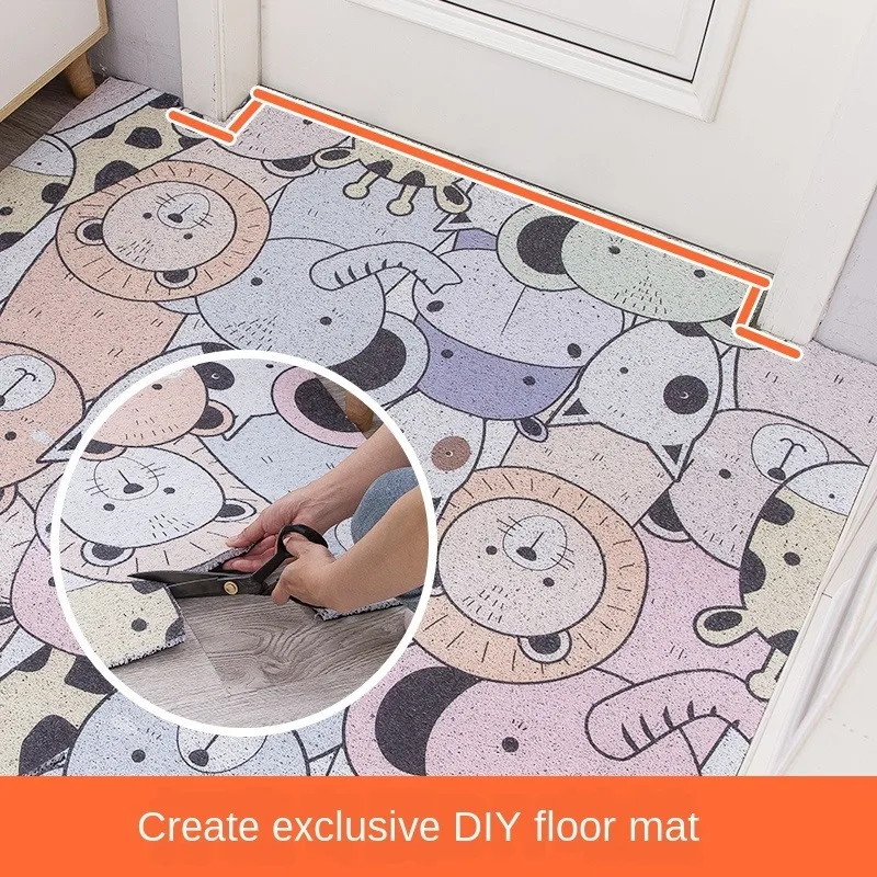 PVC anti-fouling door mat ins home bathroom anti-skid mat can cut foot mat cartoon living room carpet kitchen floor carpet PVC anti-fouling door mat ins home bathroom anti-skid mat can cut foot mat cartoon living room carpet kitchen floor carpet