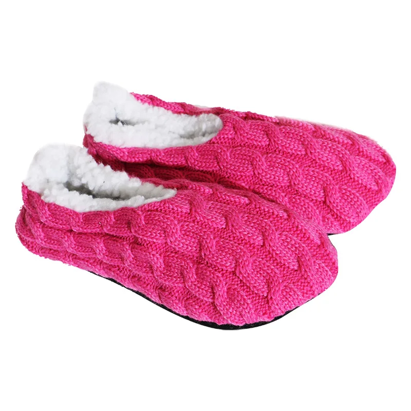 Мужские и женские плюшевые домашние зимние комнатные тапочки; теплые мягкие носки; женская и мужская обувь; цвет красный, черный, синий; шерстяные хлопковые тапочки; сезон весна - Цвет: Розовый