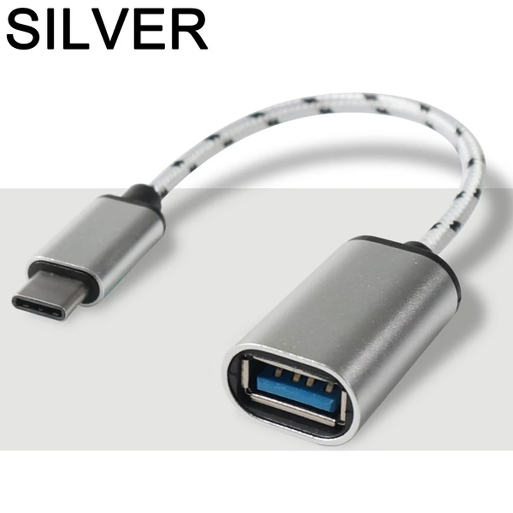 USB3.1 OTG Кабель-адаптер type-C Micro USB варианты папа-USB гнездовой разъем нейлоновый плетеный шнур на ходу usb type C адаптер - Цвет: silver