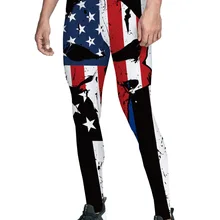 Каратель Череп синяя линия американский флаг брюки мужские Леггинсы с карманами Счастливый День святого Валентина животик контроль скрытый карман бабочка