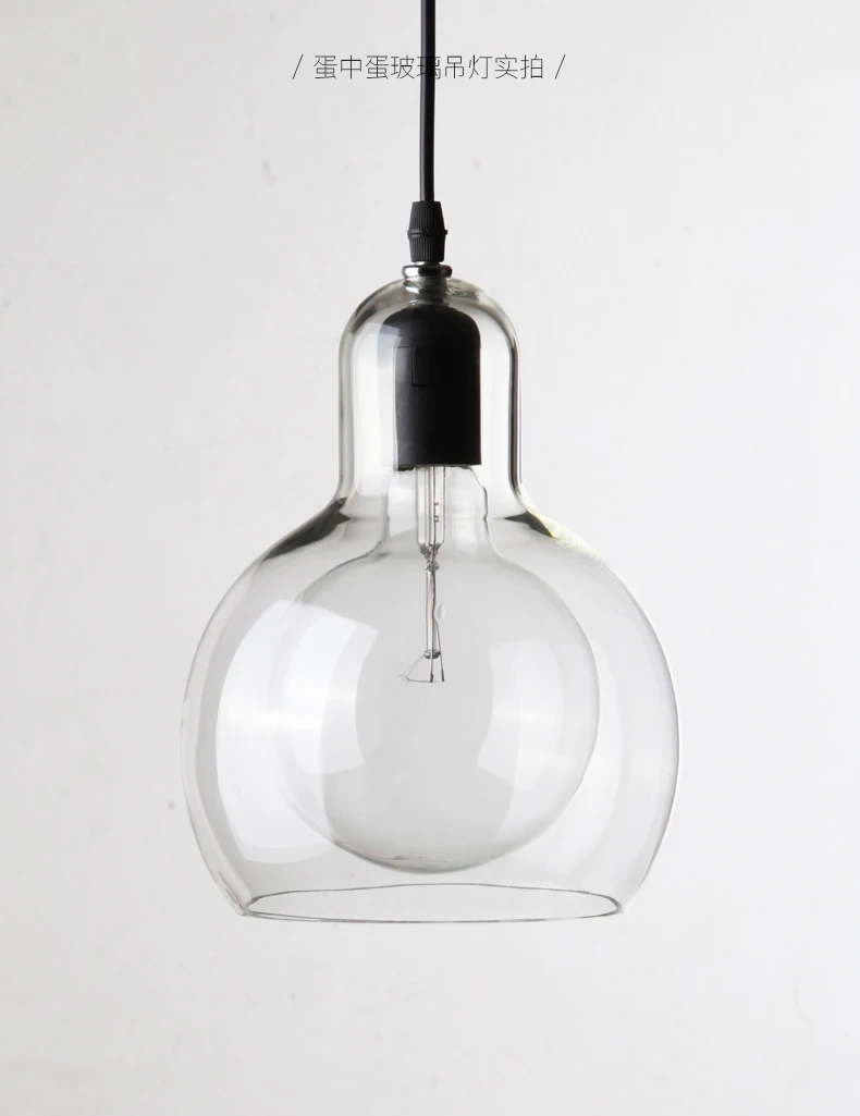 Postmodern Simple Glass Bulb Chandelier, Bar and Restaurant Corridor, Nordic Creative Grey LED Single Head Chandelier