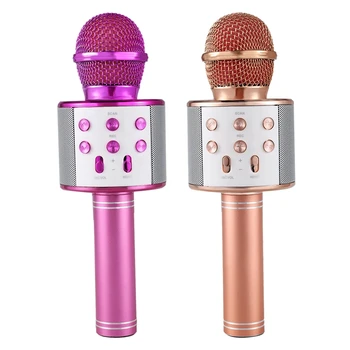 

2 Pcs Wireless Karaoke Microphone Portable Bluetooth Mini Home KTV for Music Playing and Singing Speaker Player Selfie PHONE PC