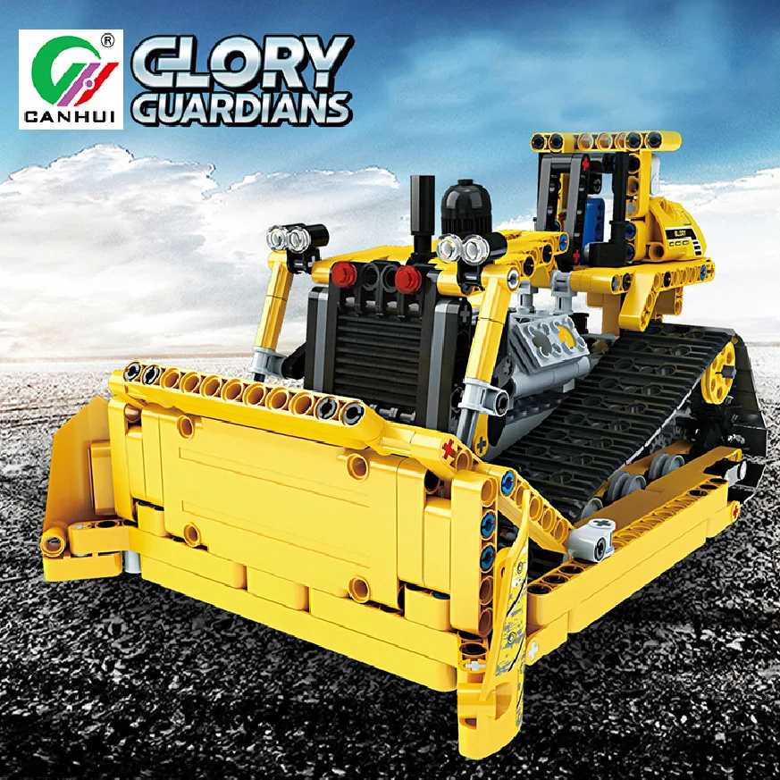 

Mofun13015 2.4G Stone Remote Control Assembled Building Blocks DIY Assembly Electric Crawler Bulldozer 535PCS