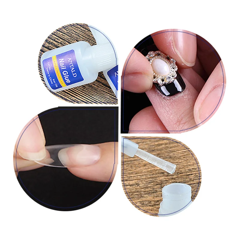 3D украшение макияж Косметические Инструменты клей для ногтей 10 г быстросохнущий клей для ногтей с кисточкой для накладных ногтей Блестящий Стразы TSLM1