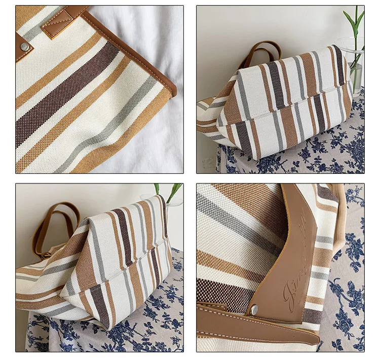 Black White Blue Stripe Handbag 2019 Extra Large Canvas Tote Bags for Women Canvas Bucket Shopper Shoulder Bag Ladies Office Bag (12)
