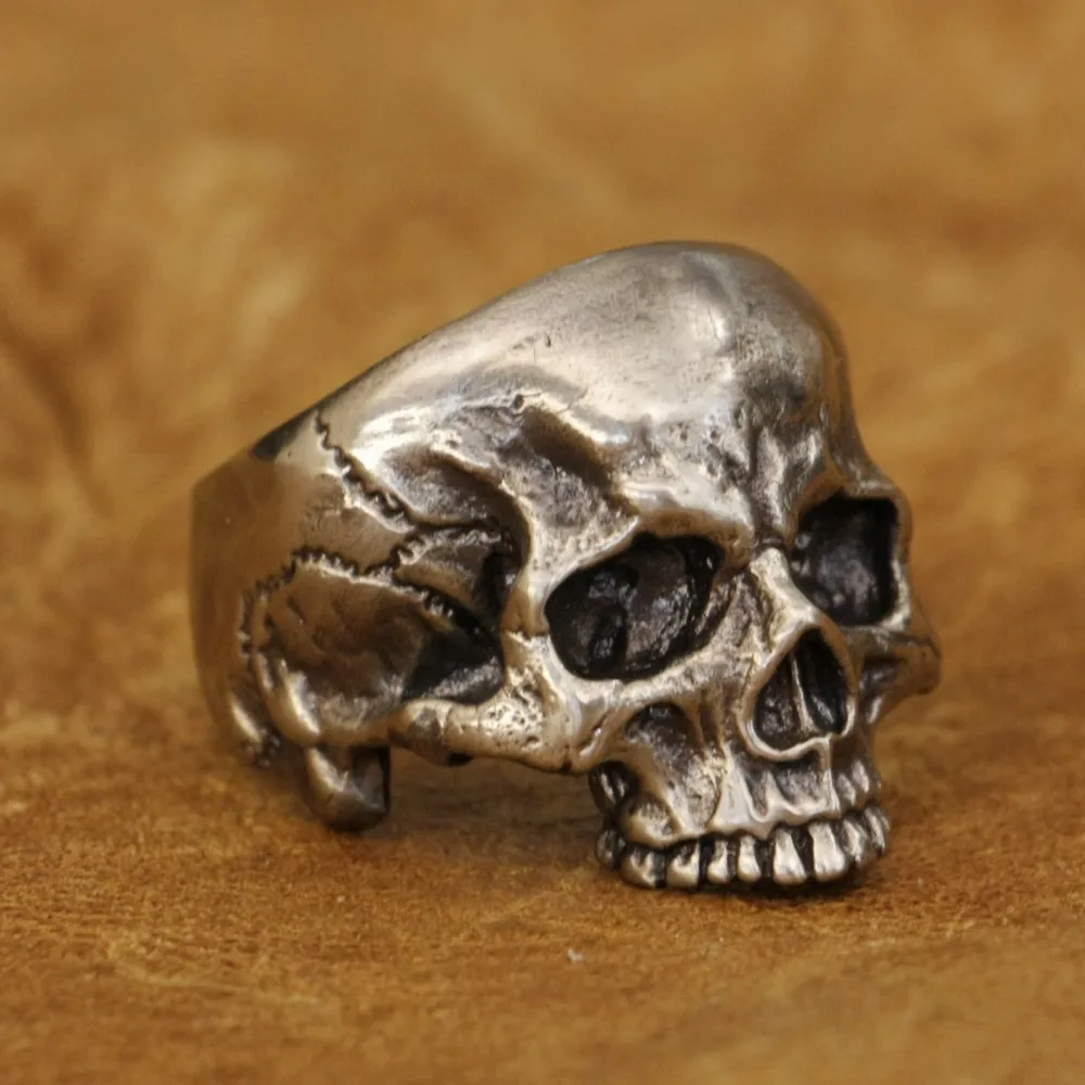 

LINSION Cupronickel High Details Skull Ring Mens Biker Rock Punk Jewelry CP135 US Size 7~15