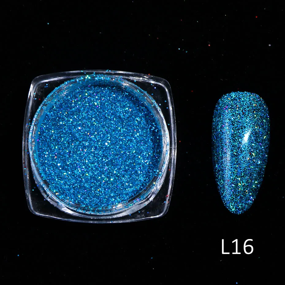 1 коробка лазерный блеск для ногтей Порошковая голографическая УФ-гель для дизайна ногтей Полировка хромированные хлопья пигментная пыль украшения маникюрные SAL01-16-1 - Цвет: L16