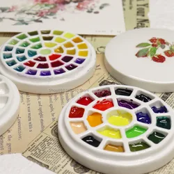 Palette en céramique d'aquarelle, petite avec couvercle, grille 19/37, Portable, boîte de peinture artistique multifonctionnelle, fournitures d'art 