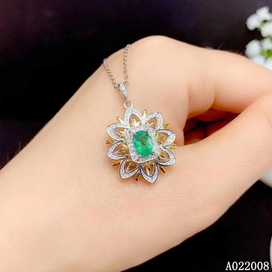

KJJEAXCMY fine jewelry 925 pure silver inlaid natural emerald girl new Pendant popular Necklace elegant support test
