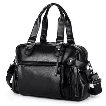 

Men's fashion briefcase high quality business PU leather bag black single shoulder diagonal briefcase office computer handbag