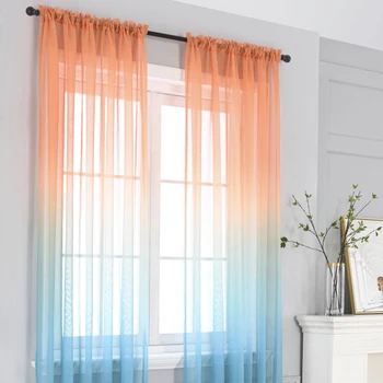 

Modern gradient color window tulle curtains for living room bedroom organza voile curtains Hotel Decoration blue Sheer curtains
