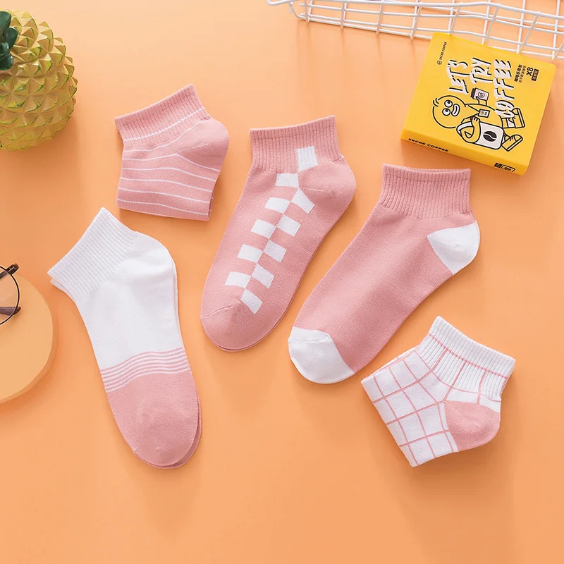 5 Pairs Spring Summer Cotton Socks Women Avocado Strawberry Embroidery Breathable Funny Sock Harajuku School Girl Ankle Socks cotton socks for women