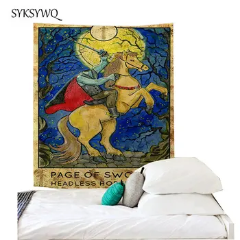 

tapiz tarot sword tapestry moon dragon wall hanging carpet mandala tapisserie murale