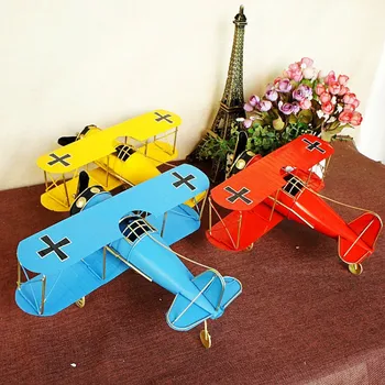 

Desktop Furnishing Articles Decoration Crafts Figurines Miniatures Collection German Aircraft Iron Sheet Vintage Bomber Model