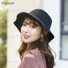 Женские шапки-ковш, однотонные, винтажные, джинсовые, подходят ко всему, элегантные, женские, корейский стиль, защита от солнца, женская шляпа, повседневная, высокое качество, модная