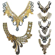 Аксессуары вышитая кружевная ткань горячего расплава черный золотой Воротник Сетка