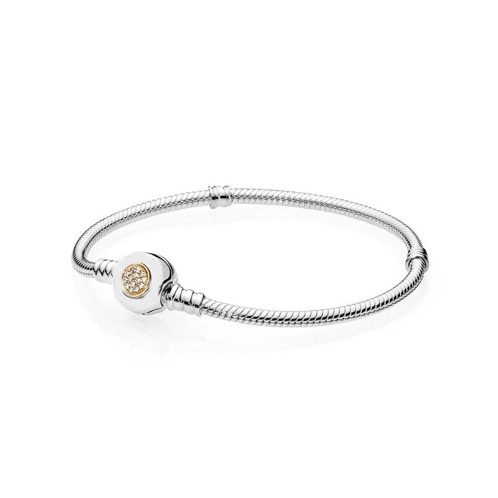 Фирменный браслет 925 пробы серебряный браслет Diseny подходит для оригинальных европейских шармов Diy ювелирные изделия