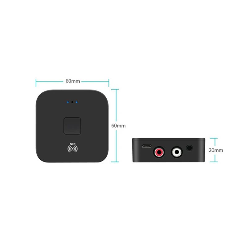 Bluetooth 5 0 Receiver NFC Wireless Adapter APTX HIFI Car Stereo Audio Receiver 3 5mm AUX 2RCA For Speaker Headphone Auto On OFF