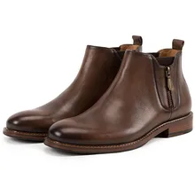 Fashion Thin Simple Zipper Genuine Leather Ankle Boots Men Brown Wine Red British Style Vintage Chelsea Boots Shoes Fashion Thin Simple Zipper Genuine Leather Ankle Boots Men Brown Wine Red British Style Vintage Chelsea Boots Shoes