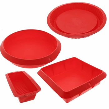 

4 PCS/Set Rectangle Toast Baking Silicone Molds Nonstick Bread Maker Mold Loaf Craft Round Square Cake Pan Handmade Soap Making