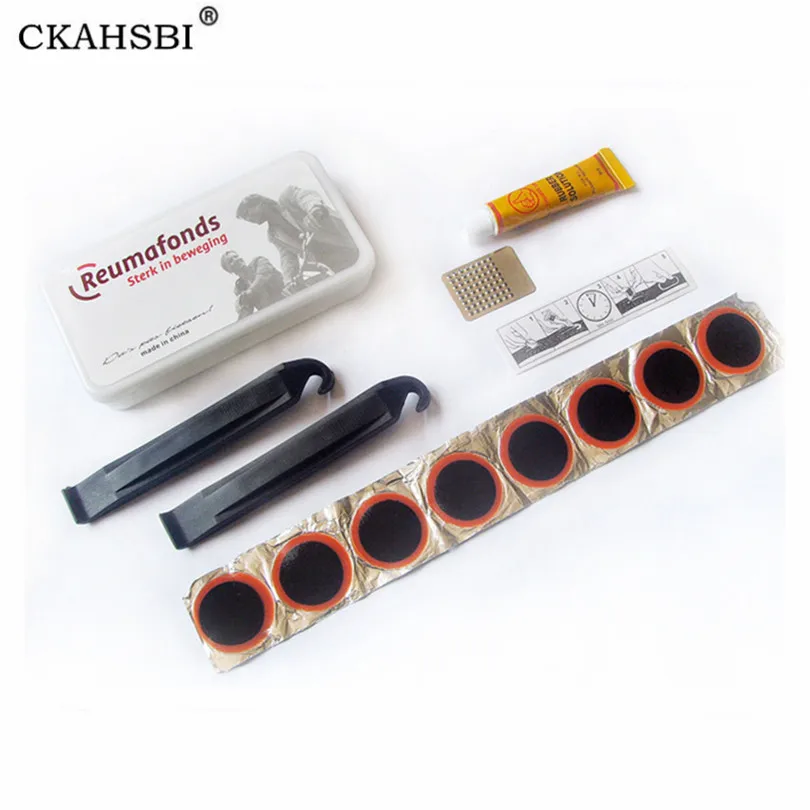 

CKAHSBI Mountain Bike Bicycle Repair Tools Cycling Flat Tire Repair Rubber Patch Glue Lever Set Tire Fix Kit Mender Accessories