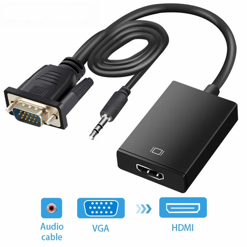 Новый VGA к HDMI кабель адаптер конвертер Папа мама с аудио выходом 1080P для ПК