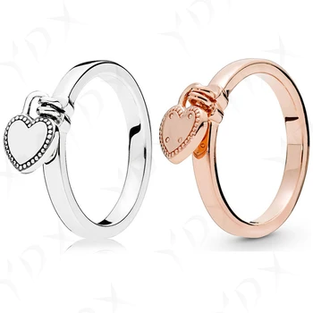 

YinDX 925 sterling silver ring shiny love lock signature 2 colors European women's wedding ring gift fine jewelry
