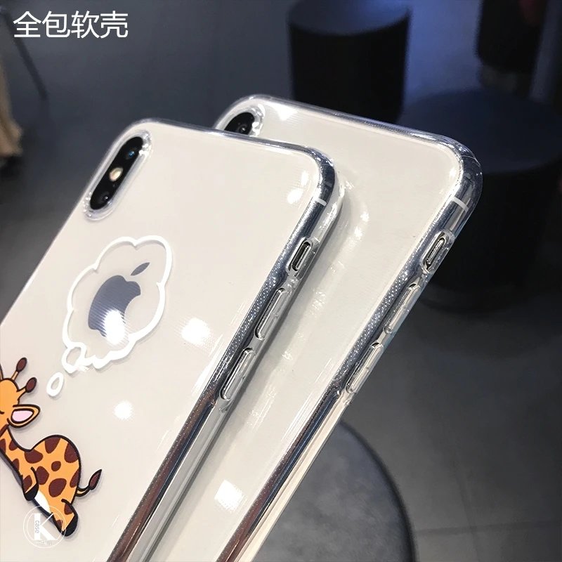 Cute Cartoon Animal Giraffe Clear Phone Case For iPhone 13 Pro Max 12 Mini 11 X XS XR 7 8 Plus 6s Couple Transparent Soft Cover