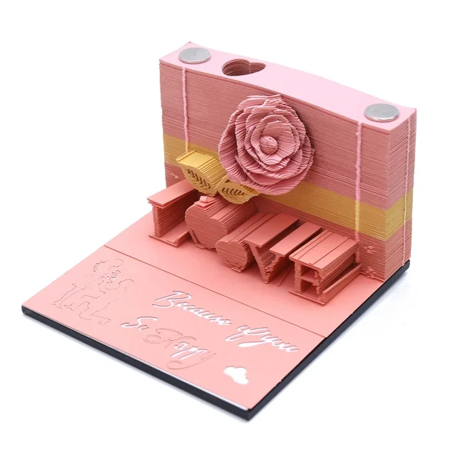 Diy Scrapbooking Omoshiroi Block Valentine S Day Gift Rose Sticky Notes Creative Birthday Gift Rose Notes 3d Block Note Stickers Aliexpress