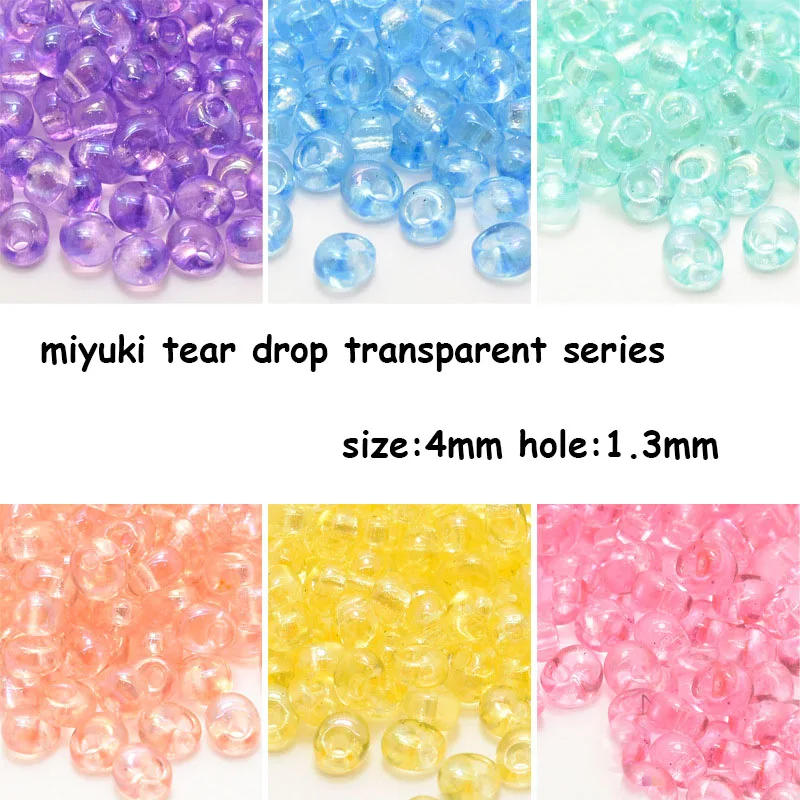 

Miyuki Imported from Japan Drop Beads 4mm 6-Color Transparent Series Handmade DIY Loose Beads 13g
