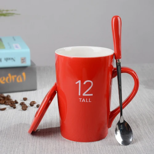 F 400 мл Tazas De Ceramica Creativas большая емкость чашки парные чашки Кружка с крышкой Ложка чайная чашка молочная чашка, кофейная чашка G018 - Цвет: F