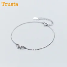 Trusta 925 пробы серебряные Модные женские ювелирные изделия полые браслет с бантами 17 см для подарка девушки леди дропшиппинг DS452