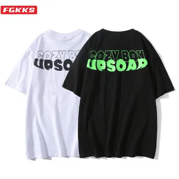 

FGKKS Brand New Men T Shirts Letter Print Cotton Men's Short Sleeve Skateboard Top Youth Fashion Trend Street T-Shirt Male