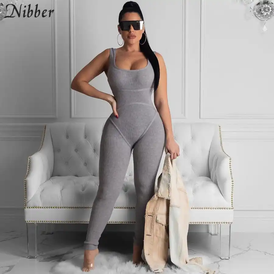 Nibber High Quality Slim Sleeveless Backless Elastic Jumpsuit