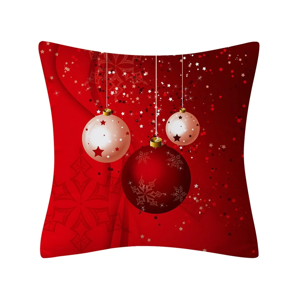 Рождественский красный чехол для подушки, блестящий полиэстеровый чехол для дивана, наволочка для подушки, домашние украшения для рождественской вечеринки, чехол для подушки, Funda Cojin