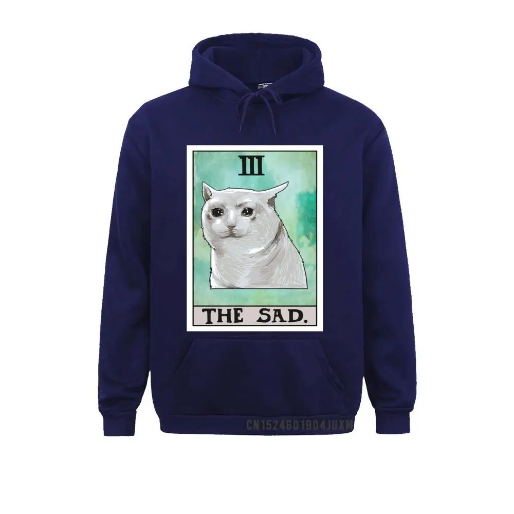 Latest Youth Sweatshirts The Sad Cat Tarot Card Funny Meme Pu over Hoodie__474 Europe Hoodies Summer/Autumn Clothes Long Sleeve The Sad Cat Tarot Card Funny Meme Pu over Hoodie__474navy