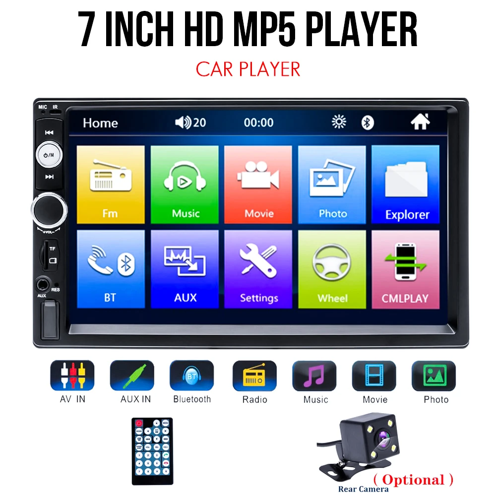 

7" 7023b Car MP5 Player FM Radio Touch Screen Type MP5 Car Player Full HD Video Playback CD Player Bluetooth Handsfree Player