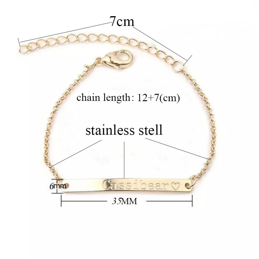 Dianshangkaituozhe персонализированные имя браслет Детские имя настройки мама jewelry браслет из нержавеющей стали розового золота