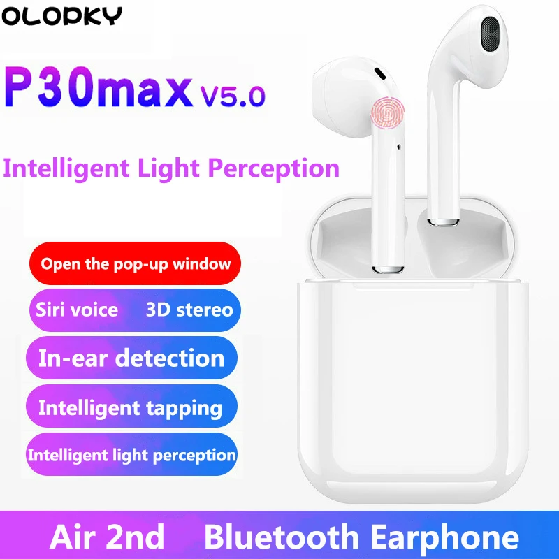 

P30 Max Bluetooth Earphone Wireless earphones Touch control Earbud Surround Sound + In-ear detection - light perception+ Pop-ups