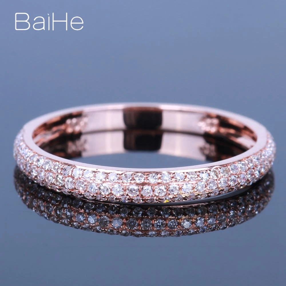 Baihe Solid 10k Rose Gold 0.32ct H/si Round Natural Diamonds Wedding