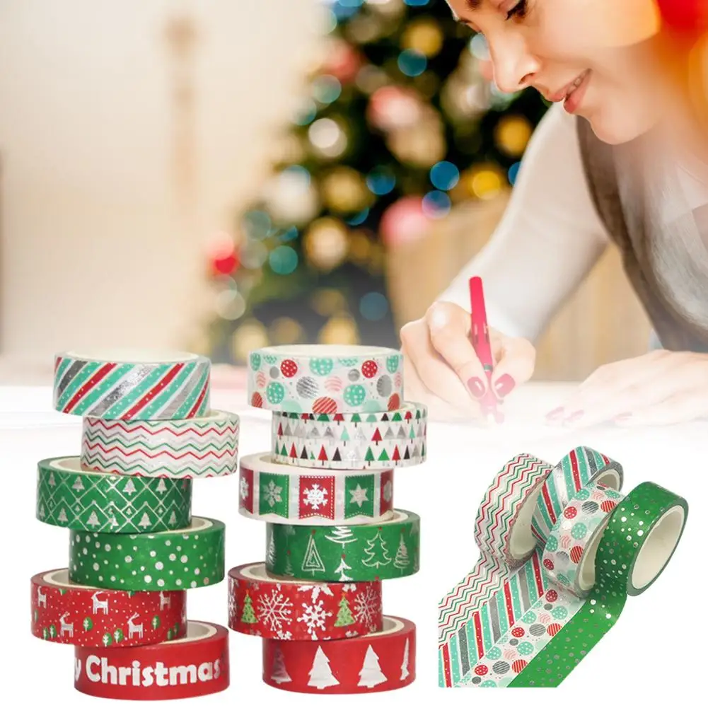 Christmas Washi Tape Set Journal Adhesive Paper Tape Sticker DIY Scrap Booking Sticker Masking Tapes for Students Children