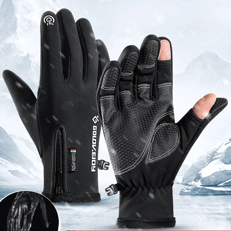 2 Pairs Windproof Waterproof Winter Gloves Touch Screen Warm Mittens Men Women 