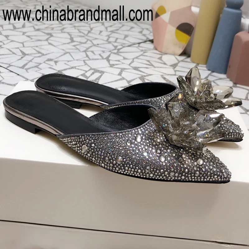 

Designer Shoes Women Luxury Slippers 2019 High Quality Summer Bling Slippers Closed Toe