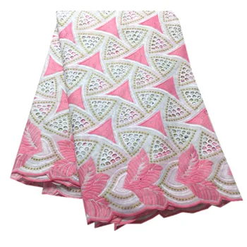 

5 yards Pink White High quality Swiss voile lace Hollow Out cotton African lace fabric Nigeria Ghana national Garment clothes