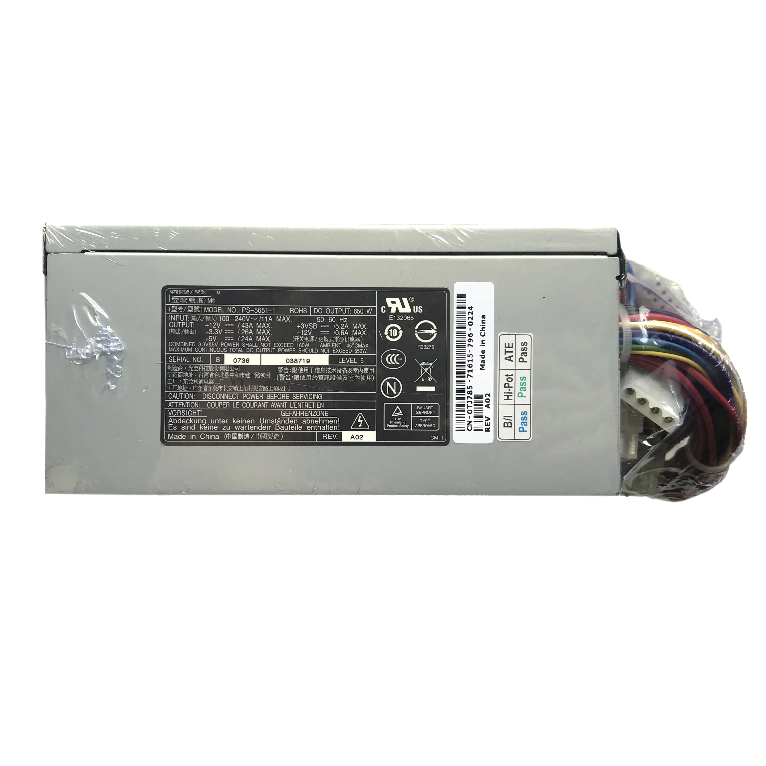 Блок питания SZWXZY для Dell Power Edge 1800 TJ785 GD323 U2406 650 Вт PS-5651-1 полностью протестирован |