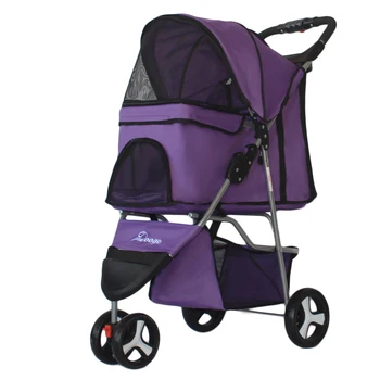 

Outdoor Pet Cart Dog Cat Carrier Pet Stroller Multicolor Oxford Cloth Steel Pipe High-intensity 4-wheels One-key Folding
